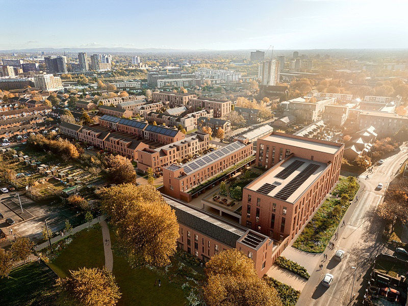Aerial view showing an artist impression of the new development